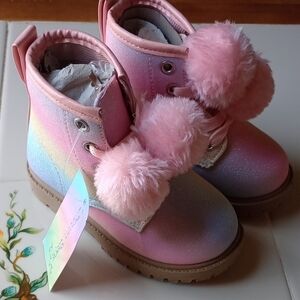 Girls Sparkly ✨ Glitter Pompom Boots